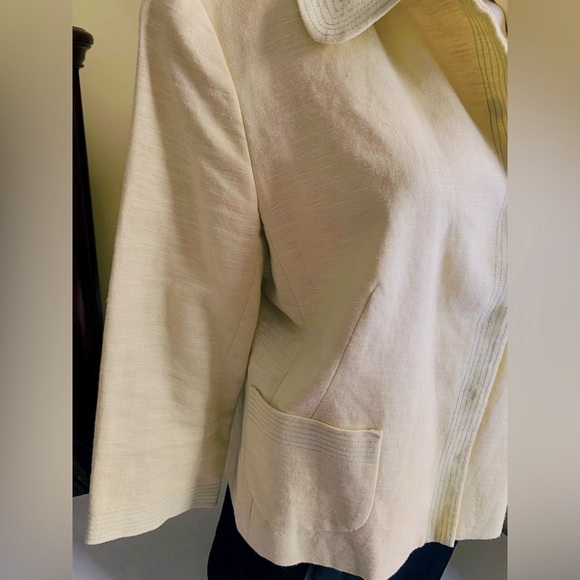 Zara Yellowish Light lime green cotton blend summer blazer 3/4 sleeves US 12 - Picture 6 of 12